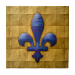 Fleur de Lis Slösa och guld Kakelplatta