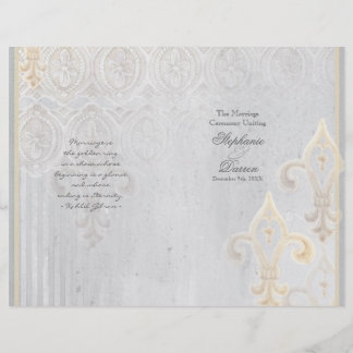 Fleur de Lis Snöre Damask 2 Grått Bröllopsprogram