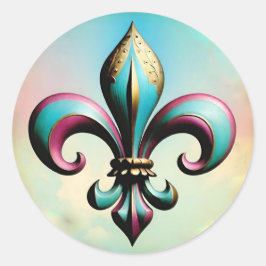 Fleur de lis Sticker Runt Klistermärke