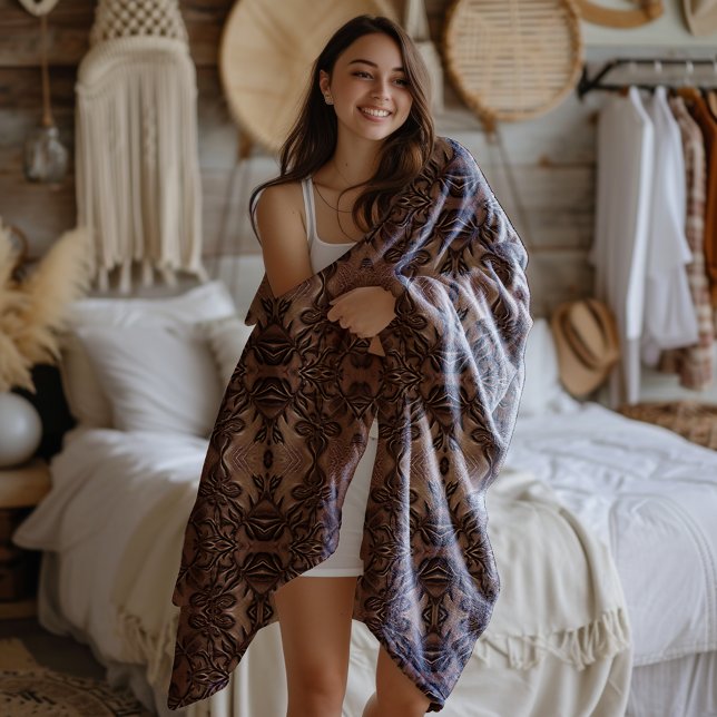 Fleur De Lis Styled Faux Leather Mönster Fleecefilt (Skapare uppladdad)