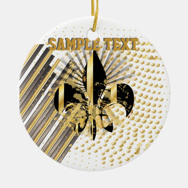 Fleur de Lis/svart + guld Julgransprydnad Keramik (Framsidan)