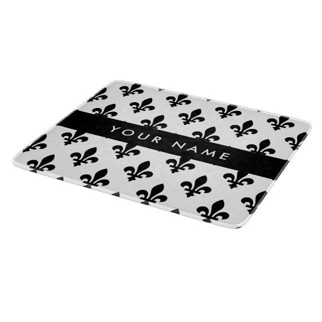 Fleur de Lis, Svart på Vitt, Svart, Ditt Namn (Hörn)