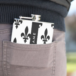 Fleur de Lis, Svart på Vitt, Svart, Ditt Namn Fickplunta