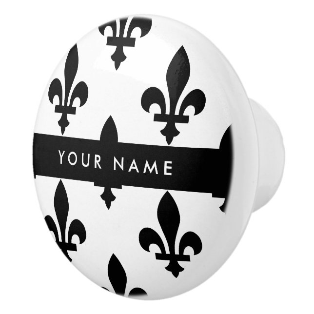 Fleur de Lis, Svart på Vitt, Svart, Ditt Namn Knopp (Höger)