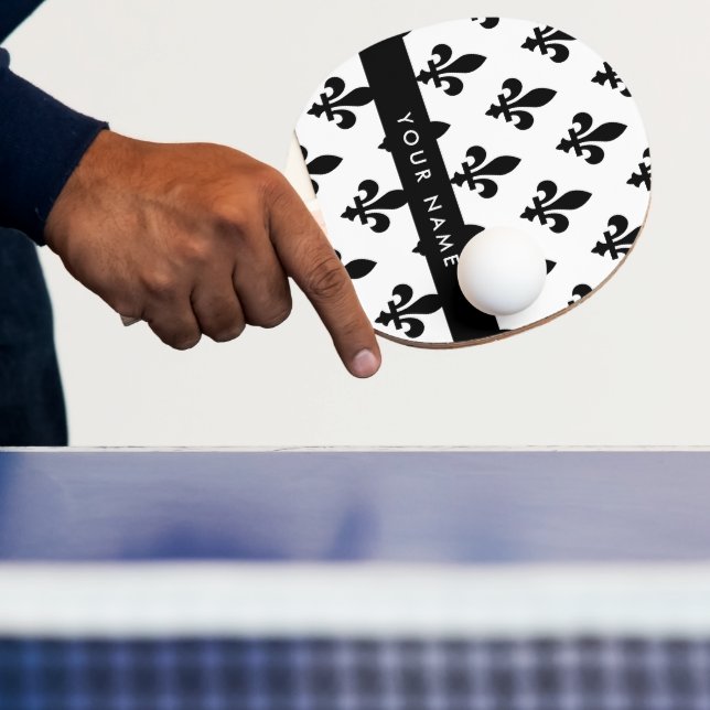 Fleur de Lis, Svart på Vitt, Svart, Ditt Namn Pingisracket (Insitu)