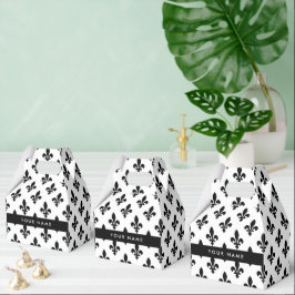 Fleur de Lis, Svart på Vitt, Svart, Ditt Namn Presentaskar