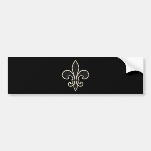 Fleur de Lis Svärta med vit och guld Bildekal