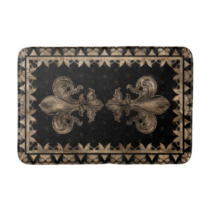 Fleur-de-lis - Svarta och Guld Badrumsmatta