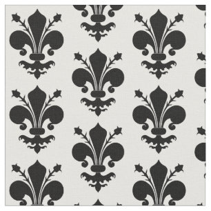Fleur de lis svartvitt medeltida mönster tyg