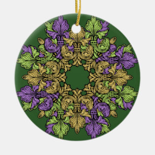 Fleur de lis tre julgransprydnad keramik