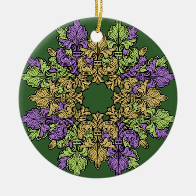 Fleur de lis tre julgransprydnad keramik (Framsidan)
