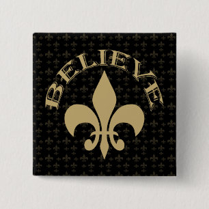 Fleur de Lis Tro svart guld Knapp