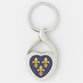 Fleur-de-lis Twisted Heart Silverfärgad Nyckelring