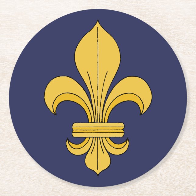 Fleur-de-lis Underlägg Papper Rund (Framsidan)