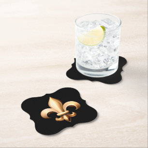 Fleur De Lis Underläggs - Black & Guld Underlägg Papper