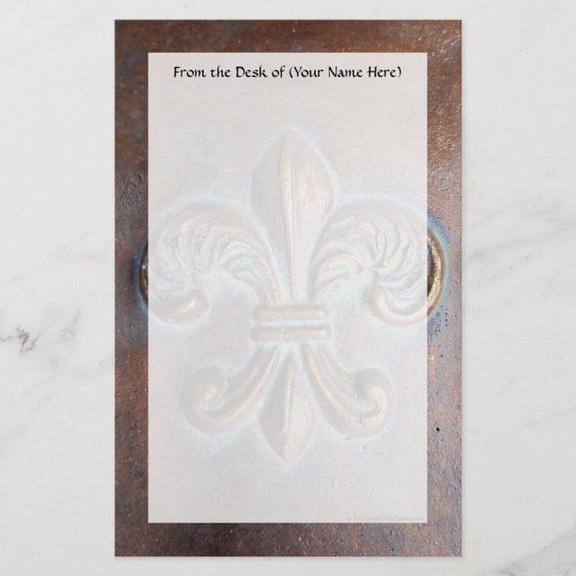 Fleur De Lis, utskrivaven åldrig Förkoppra-Look Brevpapper (Framsida)