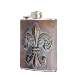 Fleur De Lis, utskrivaven åldrig Förkoppra-Look Fickplunta