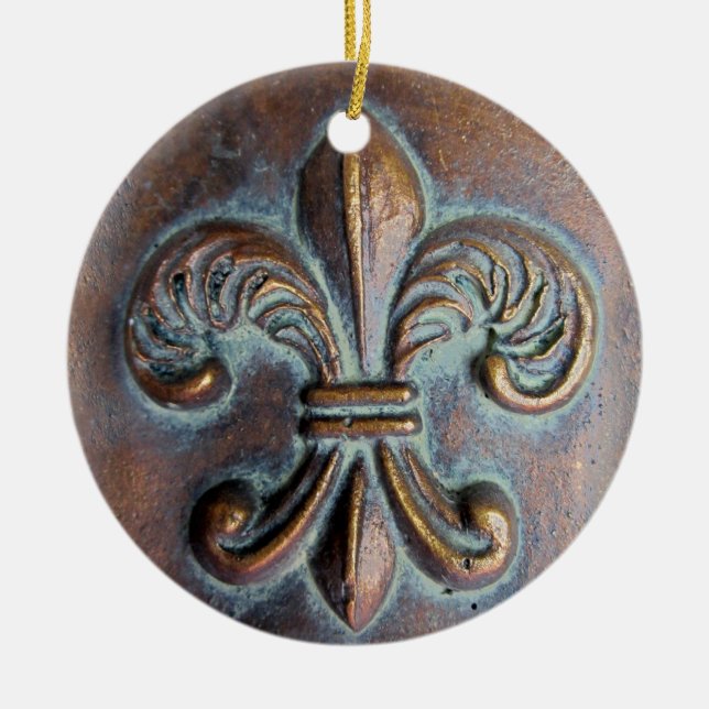 Fleur De Lis, utskriven Åldras Copper-look Julgransprydnad Keramik (Framsidan)