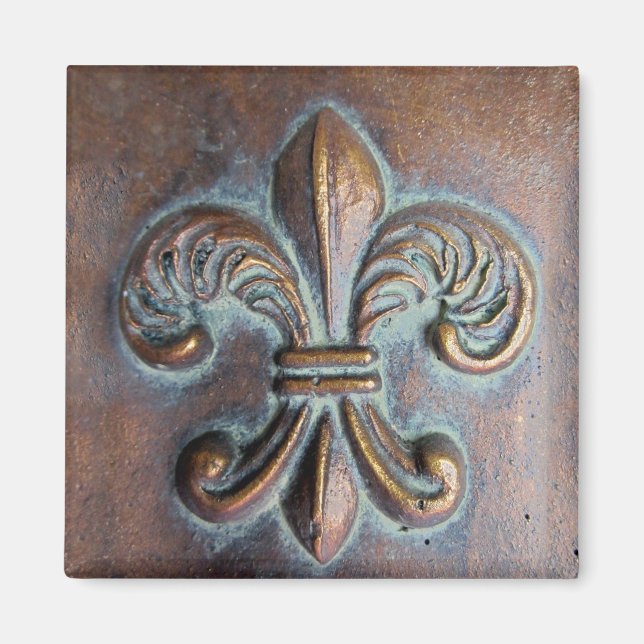 Fleur De Lis, utskriven Åldras Copper-look Magnet (Framsidan)