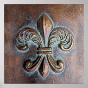 Fleur De Lis, utskriven Åldras Copper-look Poster