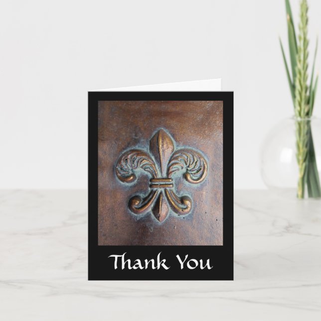Fleur De Lis, utskriven Åldras Copper-look Tack Kort (Framsida)
