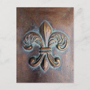Fleur De Lis, utskriven Åldras Copper-look Vykort