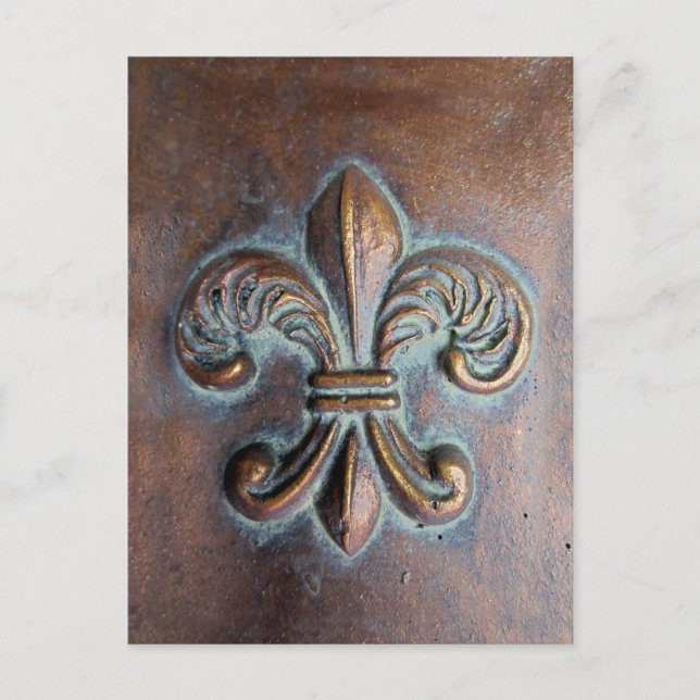 Fleur De Lis, utskriven Åldras Copper-look Vykort (Framsida)
