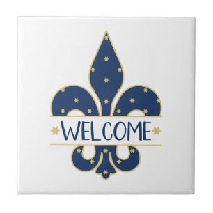 Fleur-de-lis Välkommen Kakelplatta