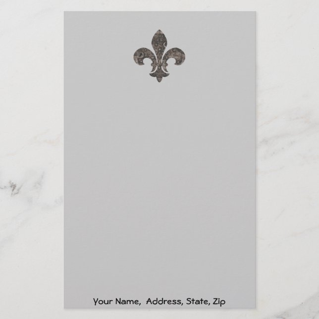 Fleur De Lis Vatten Meter Lid, Namn adress anpassa Brevpapper (Framsida)
