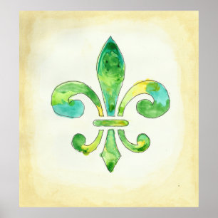 Fleur De Lis Vattenfärg Poster
