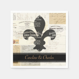 Fleur de Lis Vintage Fransk Bröllop Napkins Pappersservett