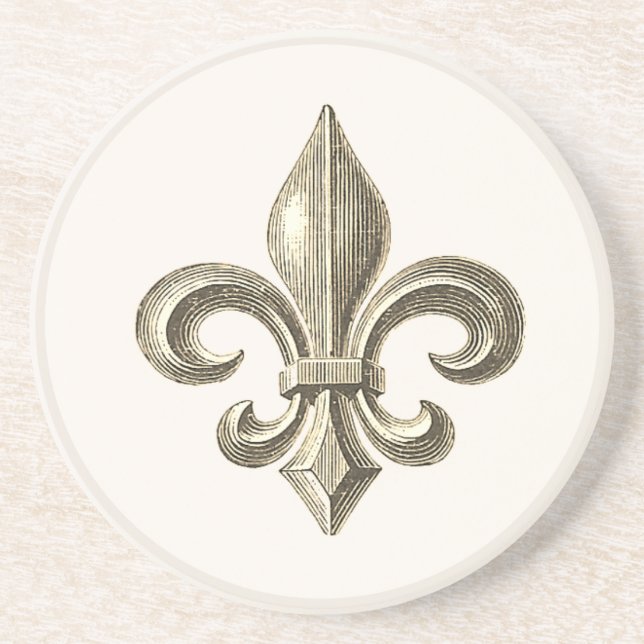 Fleur de Lis Vintage Fransk Sandstone Underlägg (Framsidan)