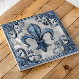 Fleur-De-Lis Vintage Marble och pearl Kakelplatta