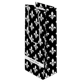 Fleur de Lis, Vit på Svart, Vit, Ditt Namn
