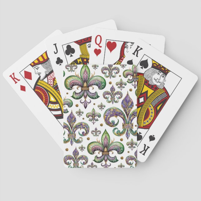 Fleur de Lis Watercolor Mardi Gras Vibes Casinokort (Baksidan)