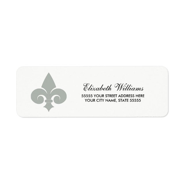 Fleur-de-lis White Grått-Returetiketter Returadress Etikett (Framsidan)