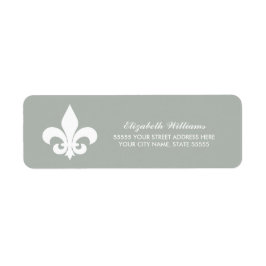 Fleur-de-lis White Grått-Returetiketter Returadress Etikett