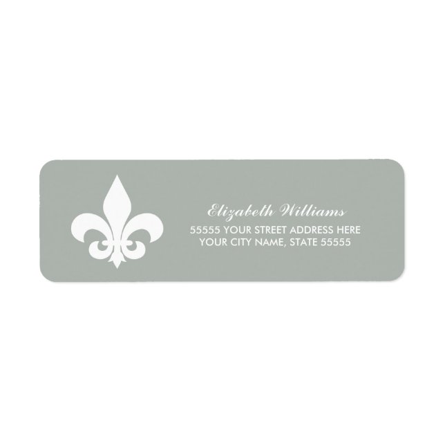 Fleur-de-lis White Grått-Returetiketter Returadress Etikett (Framsidan)