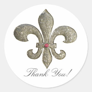 Fleur de lis with bling runt klistermärke