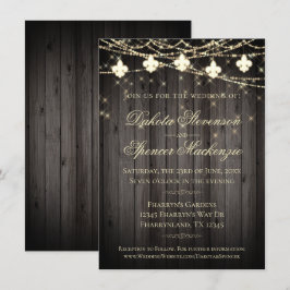 Fleur de Lis Wood Ljus | Rustic Bröllop Inbjudningar