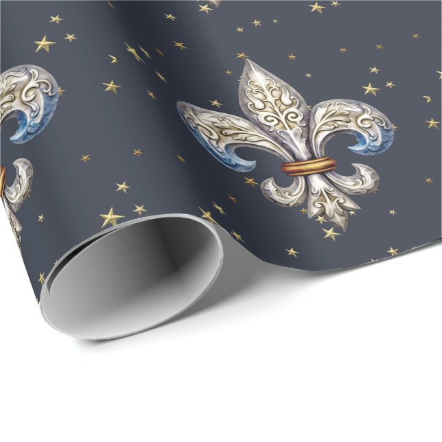 Fleur de Lis Wrapping Papper Presentpapper (Rullad Hörn)