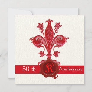 FLEUR DE LISE JUBILEUM Röd vaxsigill Monogram Inbjudningar