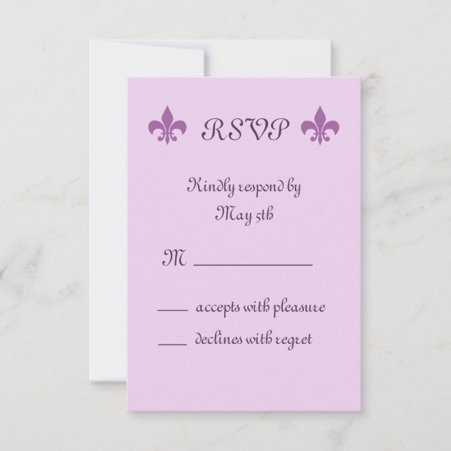 Fleur de Lise RSVP i syrener OSA Kort (Framsida)