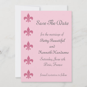 Fleur de Lise Save Date in Söt Pinks Spara Datumet