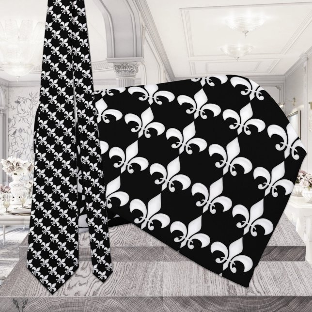 Fleur-de-Lys Black & White Tie Slips (Skapare uppladdad)