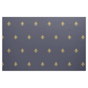 Fleur de lys fransk lily gult på marin väv tyg
