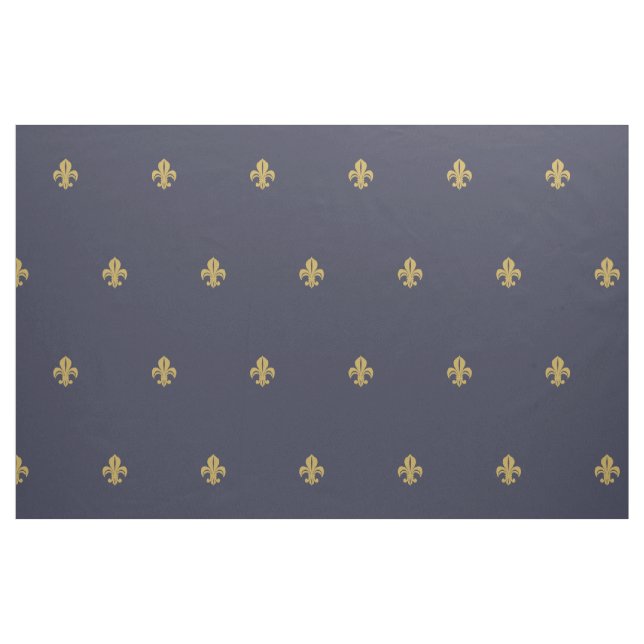 Fleur de lys fransk lily gult på marin väv tyg (Fat Quarter)