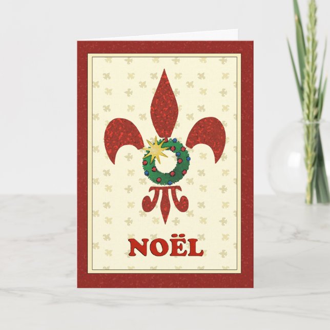 Fleur de Lys Kran Noel hälsning Helgkort (Framsida)