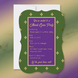 Fleur-de-lys Mardi Gras Party Inbjudningar