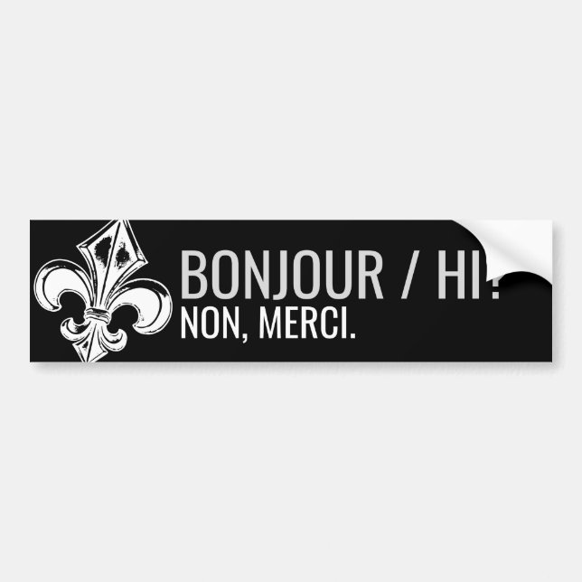 Fleur de lys métal Québec bonjour/hi -VOTRE TEXTE Bildekal (Framsidan)